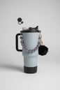 Marble Print Tumbler with Straw & Charm Accessories | Insulated Stainless Steel Water Bottle for School, Work & Travel