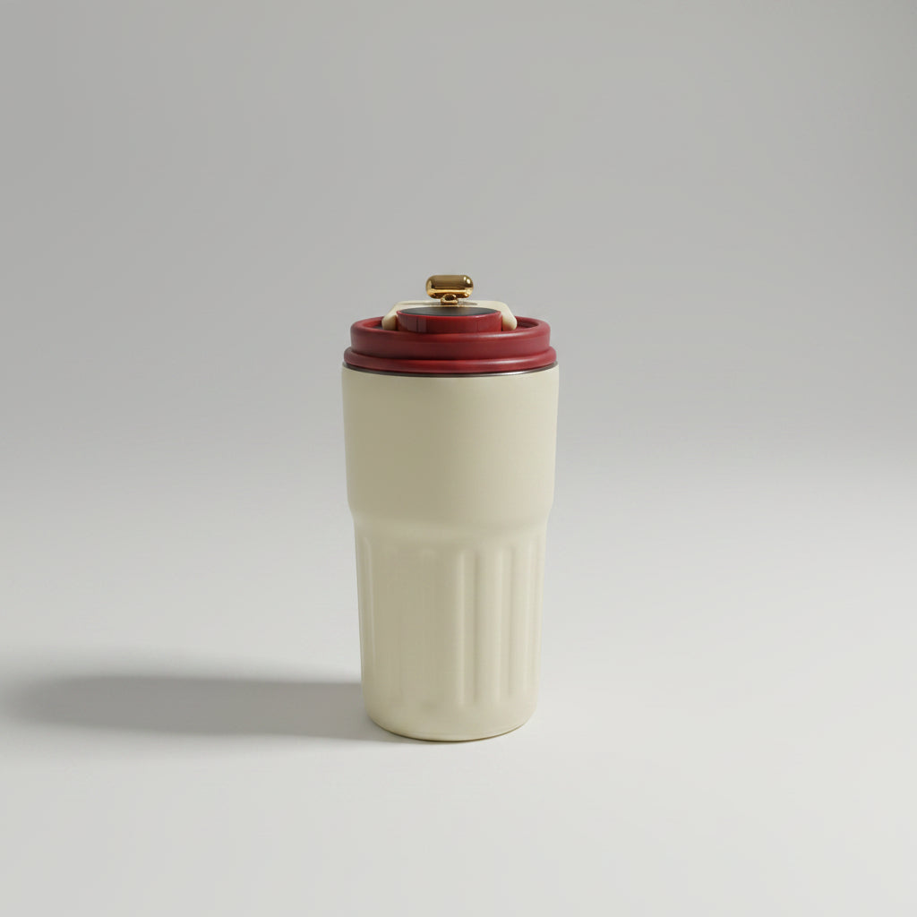 Portable Insulated Coffee Mug with Straw & Lid | Stainless Steel Travel Tumbler