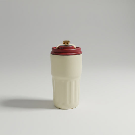 Portable Insulated Coffee Mug with Straw & Lid | Stainless Steel Travel Tumbler