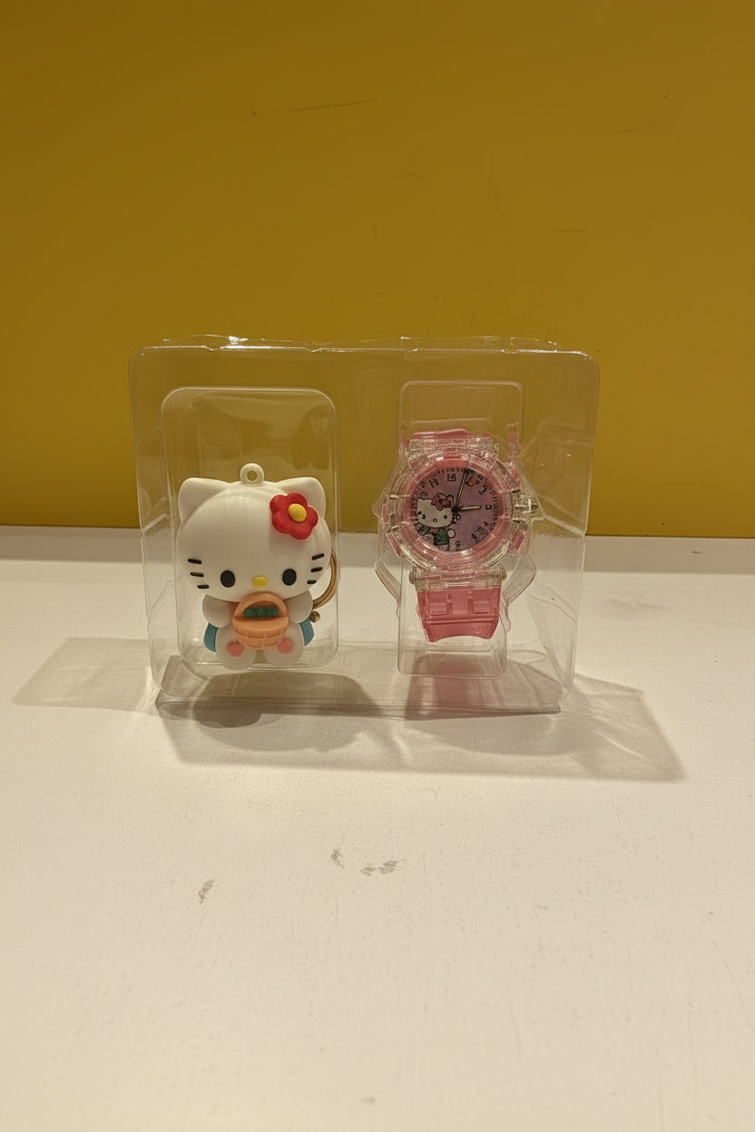 Kuromi Combo | Mymelody Theme Kids Analog Watch & Keychain Gift Set