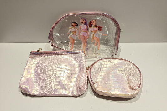 K-Pop 3-Piece Vanity Pouch Set | Portable Cosmetic & Travel Organizer Kit
