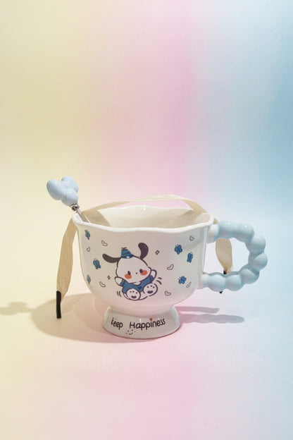 Cute Ceramic Mug with Matching Spoon | Aesthetic Drinkware & Gift Cup