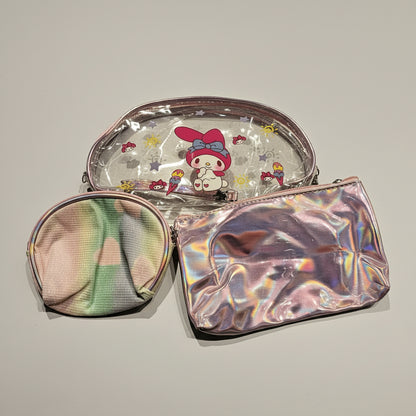 Kuromi 3-Piece Vanity Pouch Set | Portable Cosmetic & Toiletry Bag Kit
