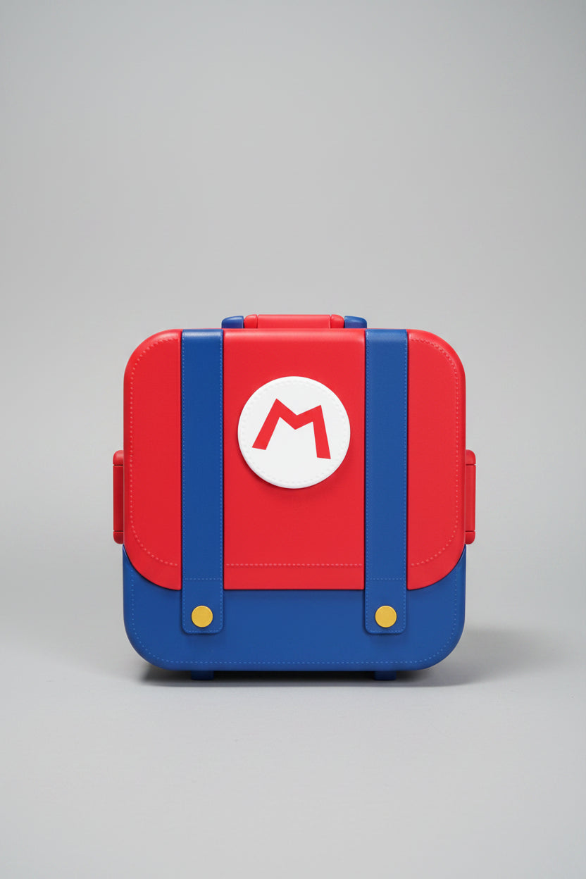 Mario Theme Multi-Compartment Bento Lunch Box with Cutlery Set | Leak-Proof Meal Container for Kids & Adults