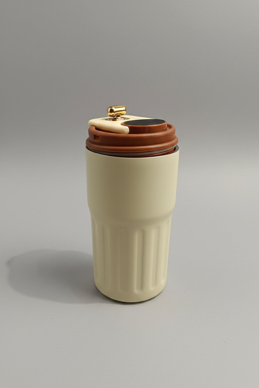Portable Insulated Coffee Mug with Straw & Lid | Stainless Steel Travel Tumbler