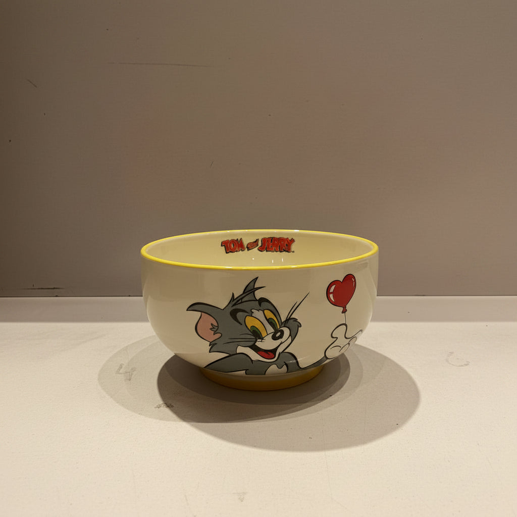 Tom & Jerry Ceramic Dinnerware Gift Combo | Cute Cartoon Bowl, Mug, Chopsticks & Spoon Set