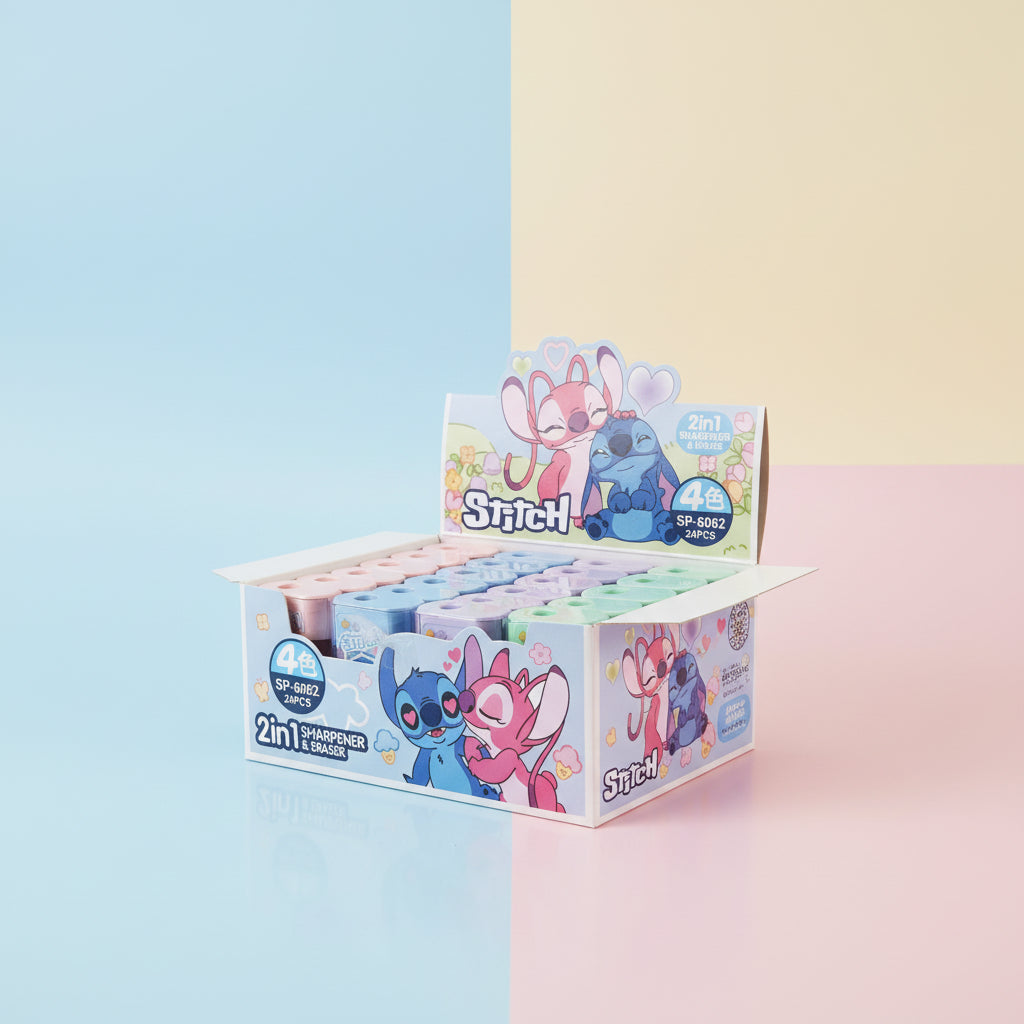 2-in-1 Stitch Eraser & Pencil Sharpener Combo | Cute School Supplies Make