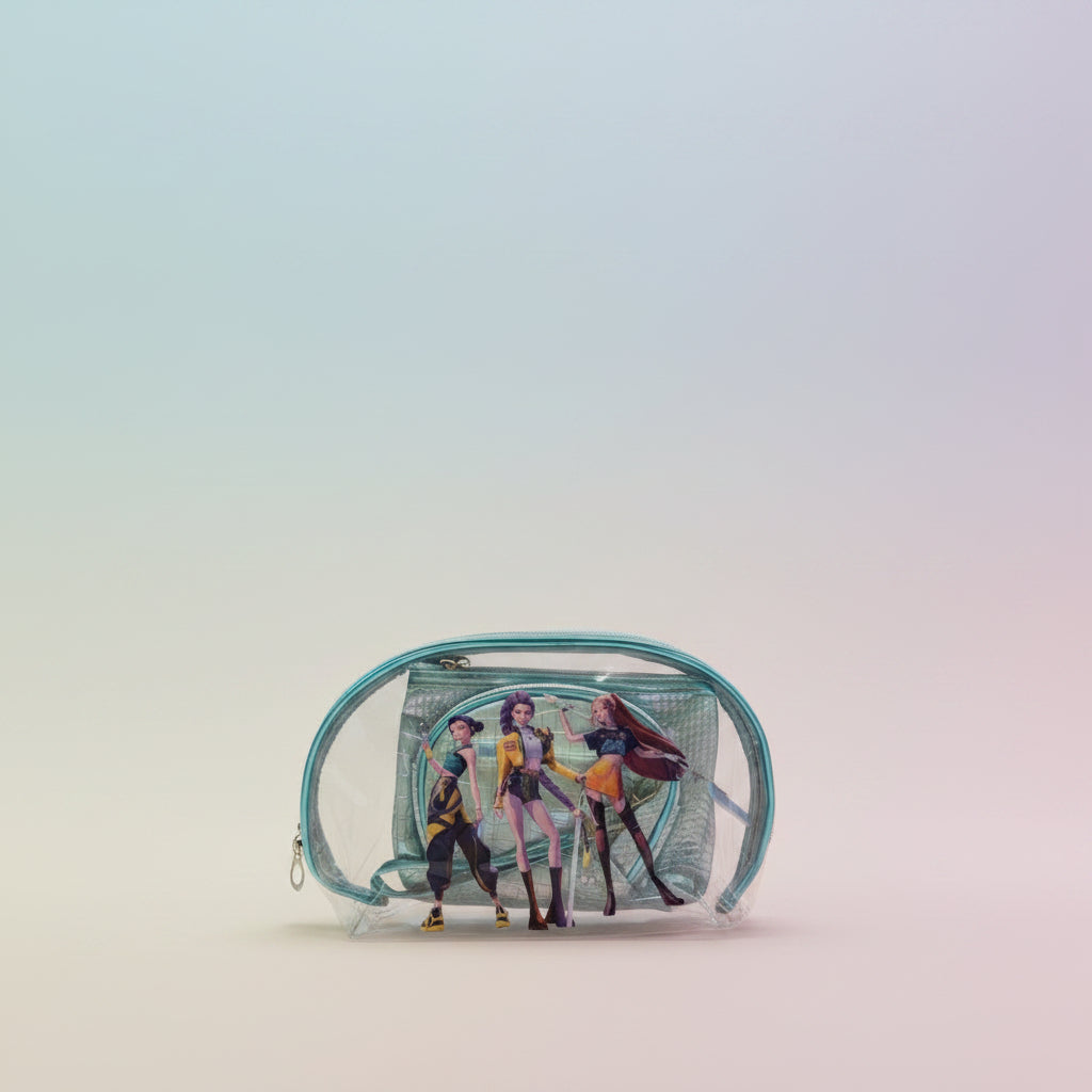 K-Pop 3-Piece Vanity Pouch Set | Portable Cosmetic & Travel Organizer Kit
