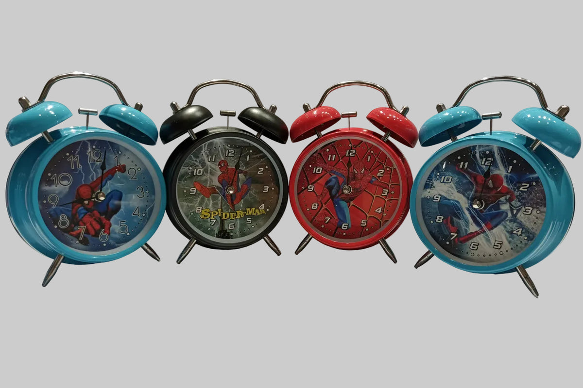 Spider-Man Character Twin Bell Alarm Clock | Superhero Table & Desk Clock for Kids