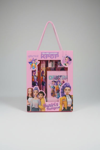 K-Pop Theme 4-in-1 Stationery Combo Set | Pencil, Eraser, Sharpener & Mini Diary