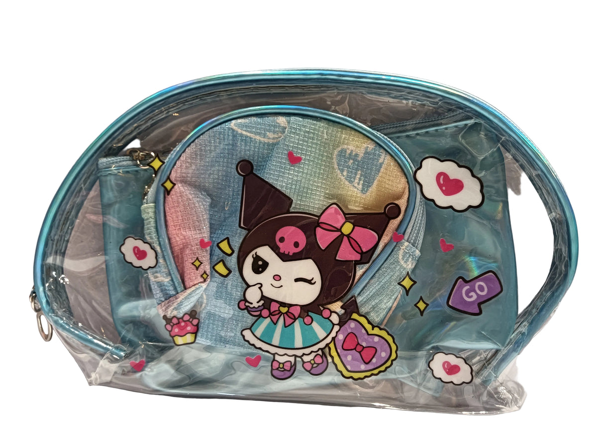 Kuromi 3-Piece Vanity Pouch Set | Portable Cosmetic & Toiletry Bag Kit