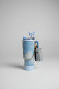 Marble Print Tumbler with Straw & Charm Accessories | Insulated Stainless Steel Water Bottle for School, Work & Travel
