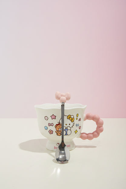 Cute Ceramic Mug with Matching Spoon | Aesthetic Drinkware & Gift Cup