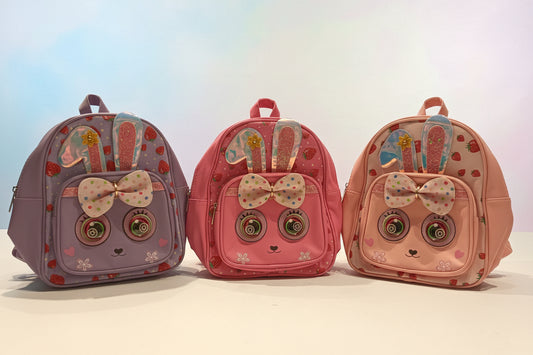 Cute Eye Bunny Backpack for Kids | PU Leather School Bag