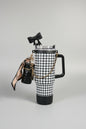 Pattern Tumbler with Straw & Charm Accessories | Insulated Stainless Steel Water Bottle for School, Work & Travel