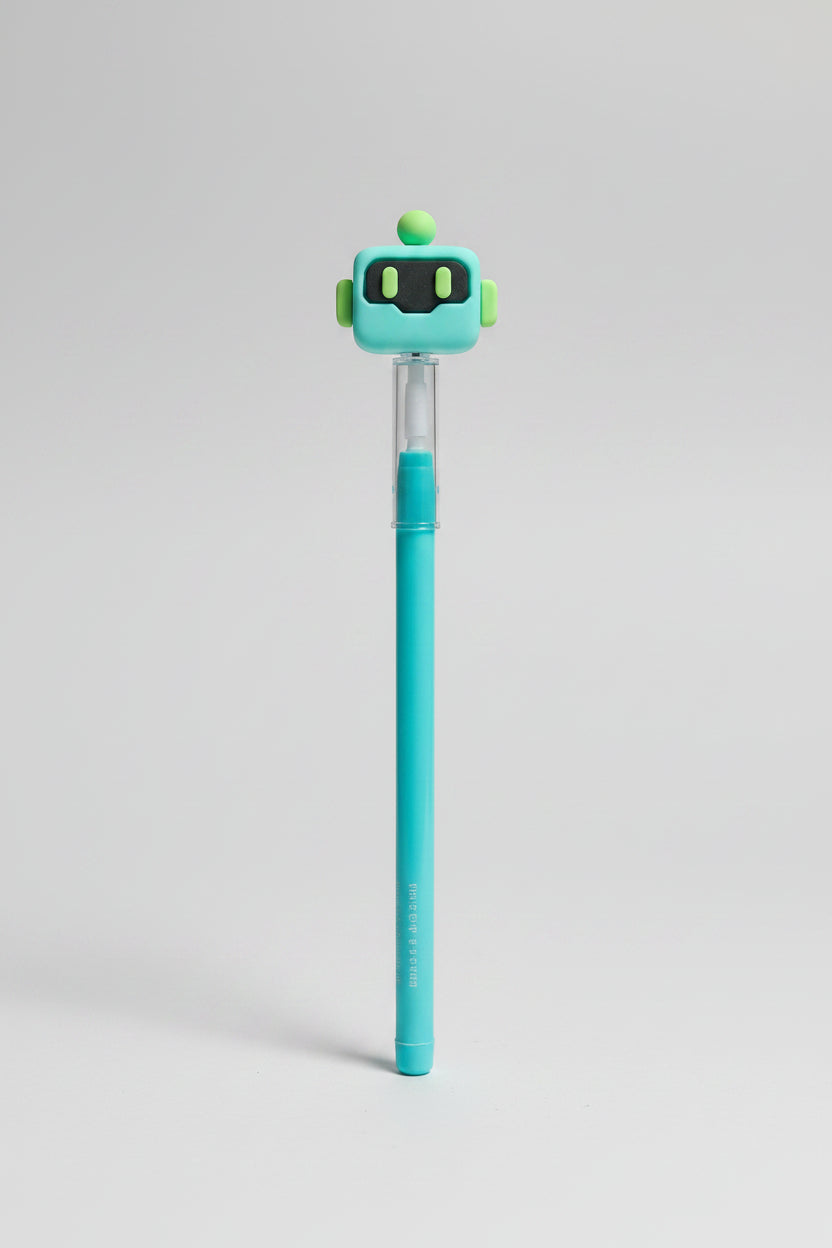 Cute Robot Character Topper Writing Pencils | Pastel Lead Pencils with Cute Robot Figurines