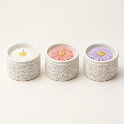 Flower Shaped Scented Candle | Aesthetic Floral Concrete Pot Candle