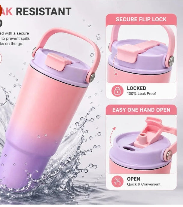 Tumbler | 900ml Stainless Steel Tumbler with Handle | Leak-Resistant Travel Mug
