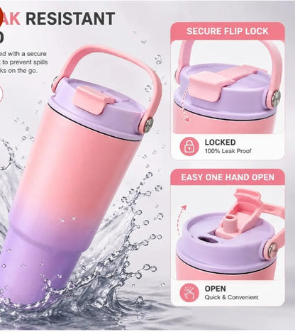 Tumbler | 900ml Stainless Steel Tumbler with Handle | Leak-Resistant Travel Mug