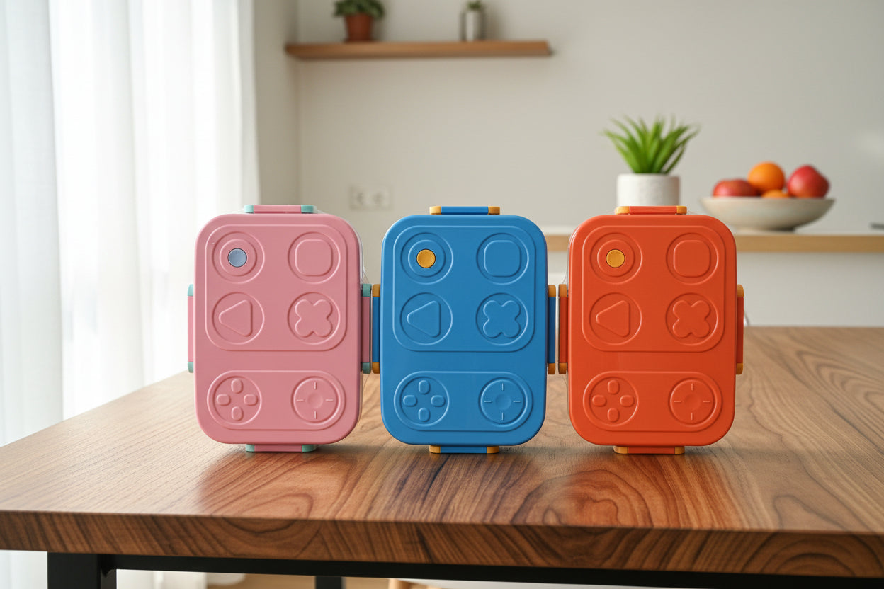 Spill Free 3 Partiton Lunch Boxes with cutlery