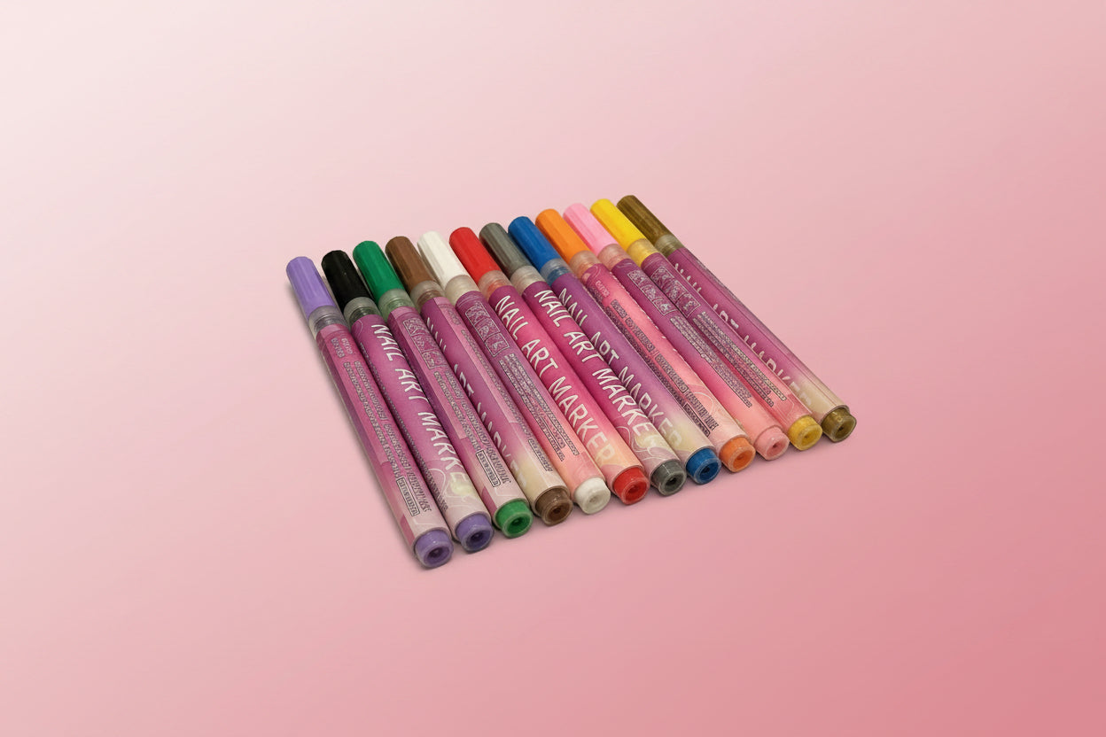 Nail Art Markers | 12 Colors Nail Art Gel Pen Set | 3D DIY Nail Art Liner Pens