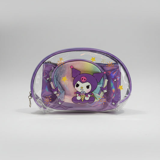 Kuromi 3-Piece Vanity Pouch Set | Portable Cosmetic & Toiletry Bag Kit