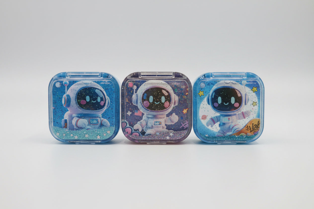 Cute Space Water Glitter Pencil Sharpeners | Astronaut Liquid Sharpeners for Kids