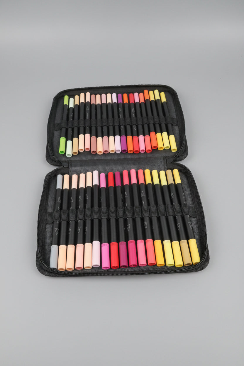 72-Piece Sketch Pen Set with Storage Case | Dual-Tip Art Markers