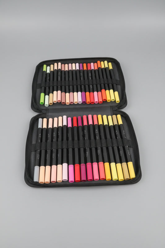 72-Piece Sketch Pen Set with Storage Case | Dual-Tip Art Markers