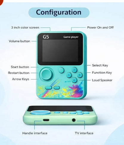 G5 Retro Handheld Gaming Console | 500 Built-in Classic Games | Portable Mini Game Console
