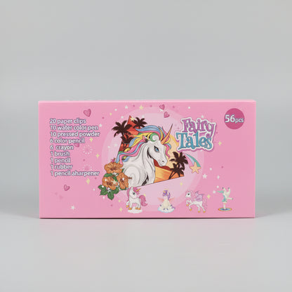 56 pieces Art & Drawing Colour Kit | Complete Stationery & Colouring Set for Kids