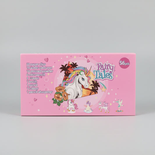 56 pieces Art & Drawing Colour Kit | Complete Stationery & Colouring Set for Kids