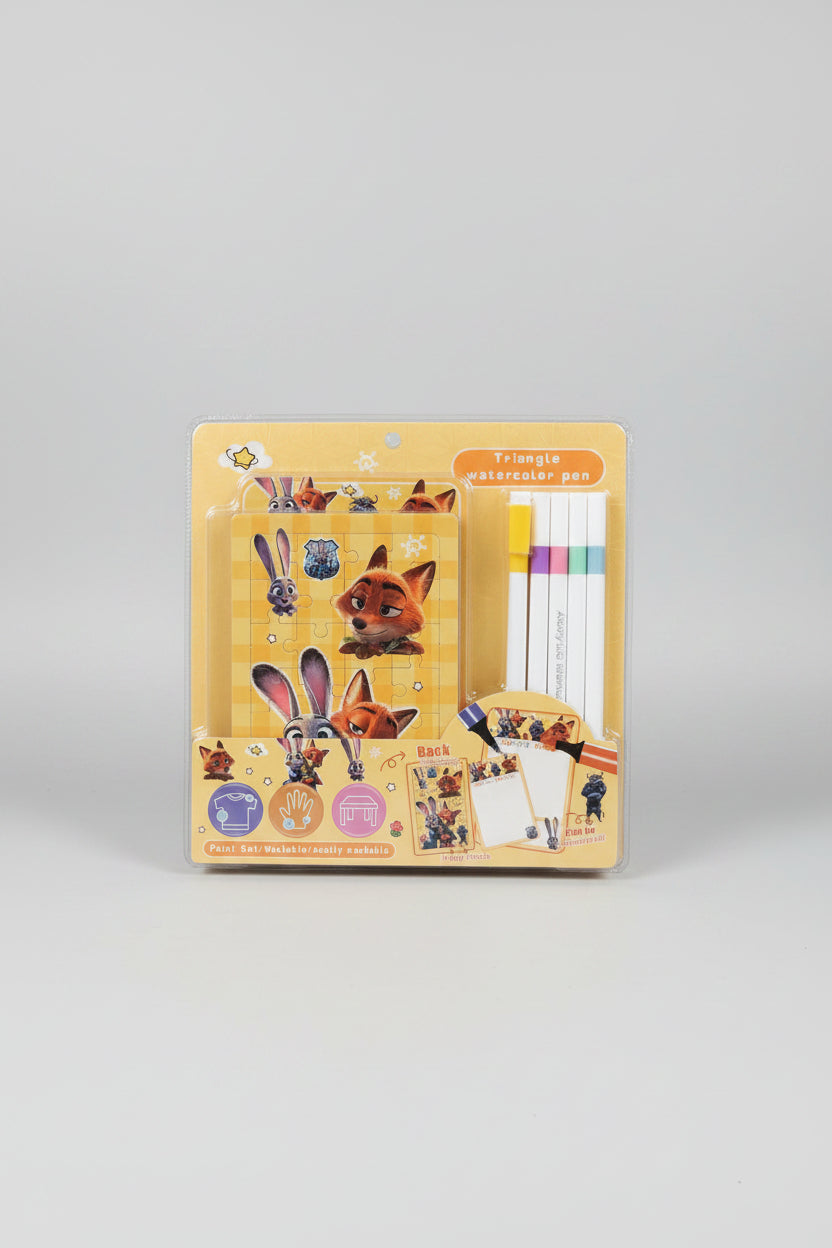 Vibrant Washable Watercolor Pen Set | Cute Character Painting Kit for Kids
