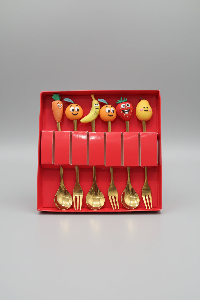 Cute Character Stainless Steel Cutlery Set | Kids Spoon & Fork Mealtime Set