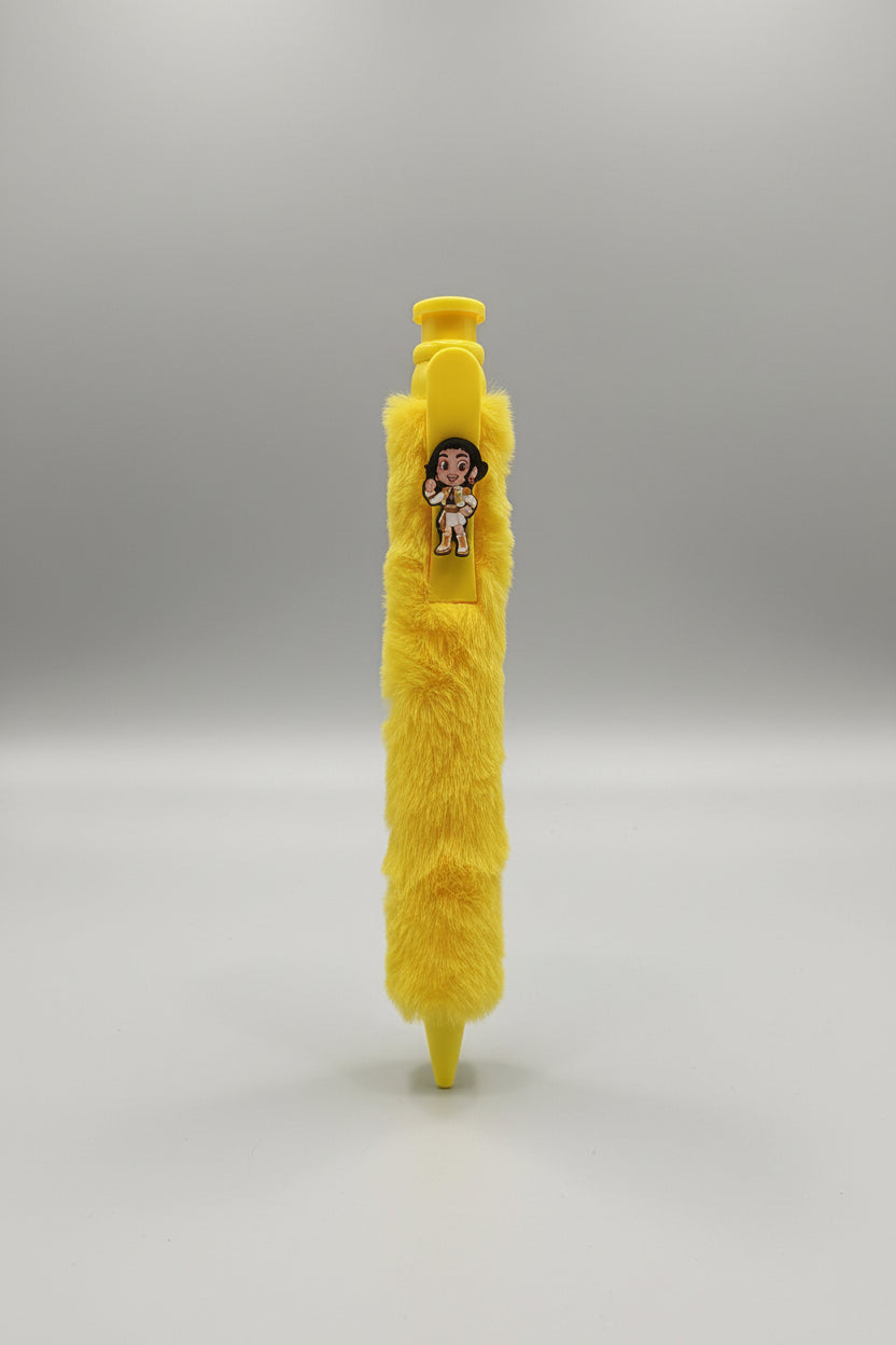 Cute K-Pop Character Plush Fur Pen | Soft Aesthetic Writing Pen for Fans