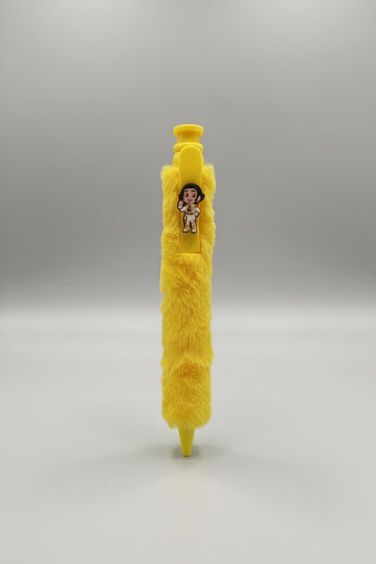 Cute K-Pop Character Plush Fur Pen | Soft Aesthetic Writing Pen for Fans