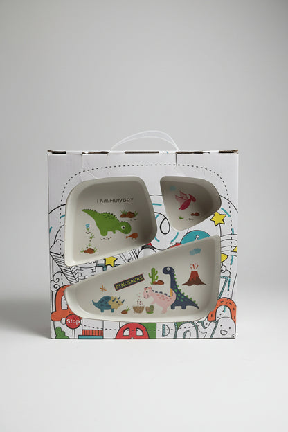 Dinosaur Bamboo Fiber Cutlery & Tableware Set | Reusable Kids Dinnerware