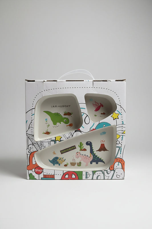 Dinosaur Bamboo Fiber Cutlery & Tableware Set | Reusable Kids Dinnerware