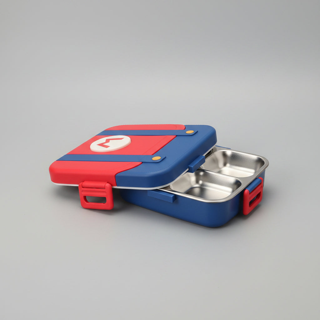 Mario Theme Multi-Compartment Bento Lunch Box with Cutlery Set | Leak-Proof Meal Container for Kids & Adults