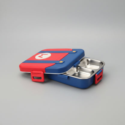 Mario Theme Multi-Compartment Bento Lunch Box with Cutlery Set | Leak-Proof Meal Container for Kids & Adults
