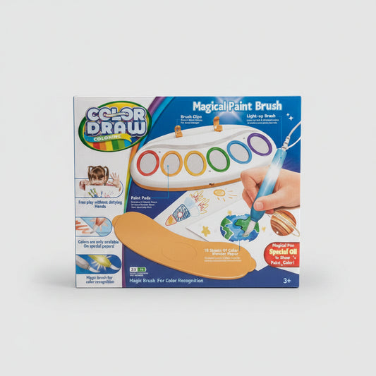 Magical Paint Brush Color Draw Set | Mess-Free Light-Up Painting Activity Kit for Kids