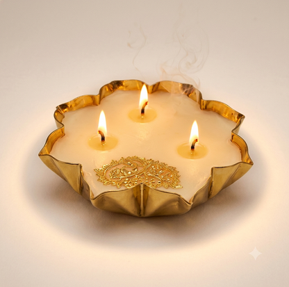 Urli Aroma Candle | Traditional Golden Metal Wax Light