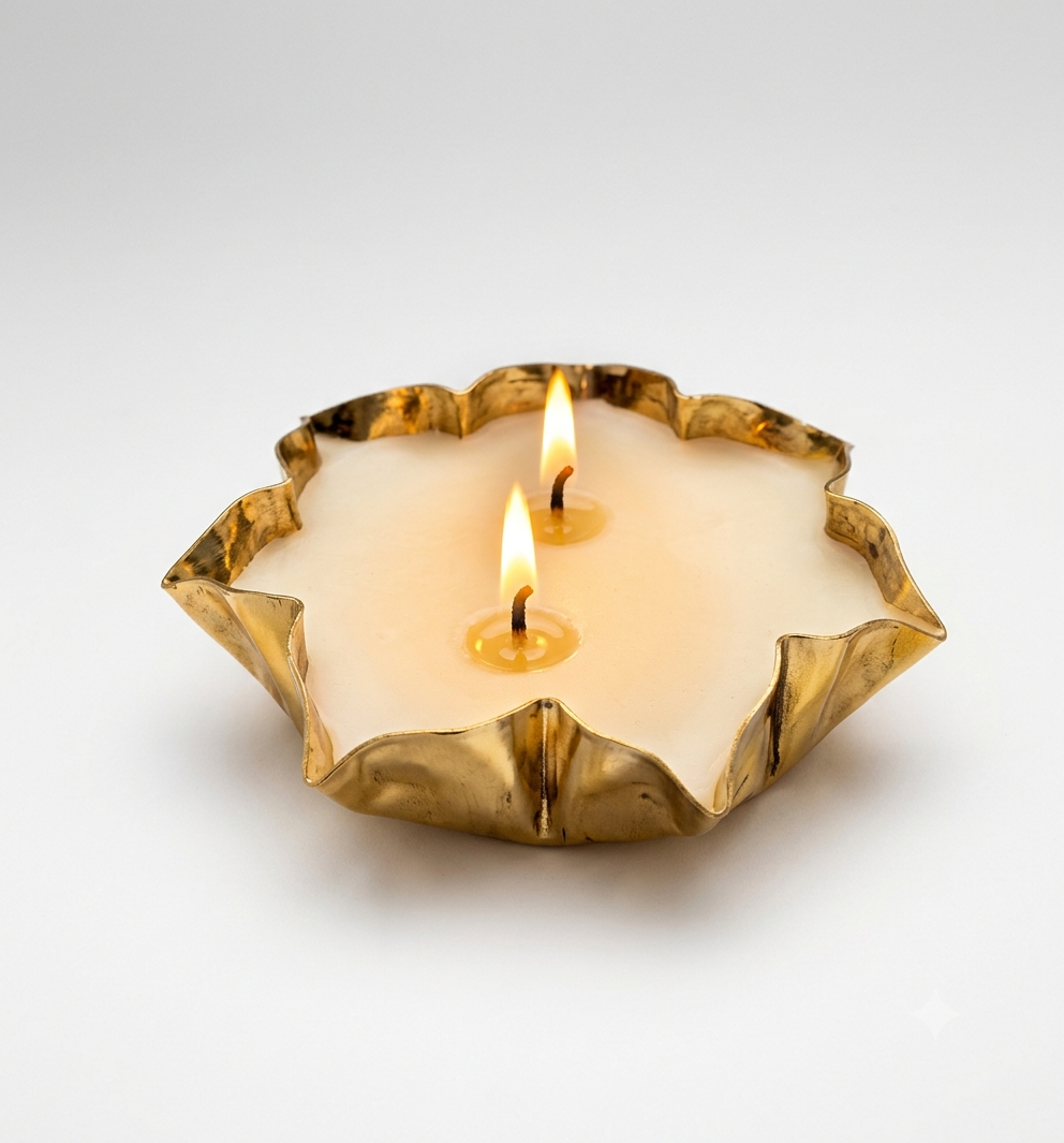 Mini Urli Aroma Candle | Traditional Golden Brass-Finish Wax Light