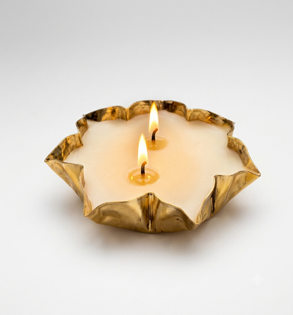 Mini Urli Aroma Candle | Traditional Golden Brass-Finish Wax Light