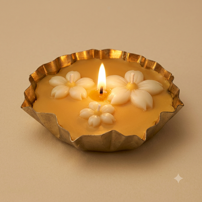 Mini Metal Aroma Candle | Decorative Floral Wax Light